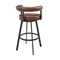 Armen Living Nolagam Swivel Counter Stool in Black Metal with Brown Faux Leather 840254335578 - alternate 7